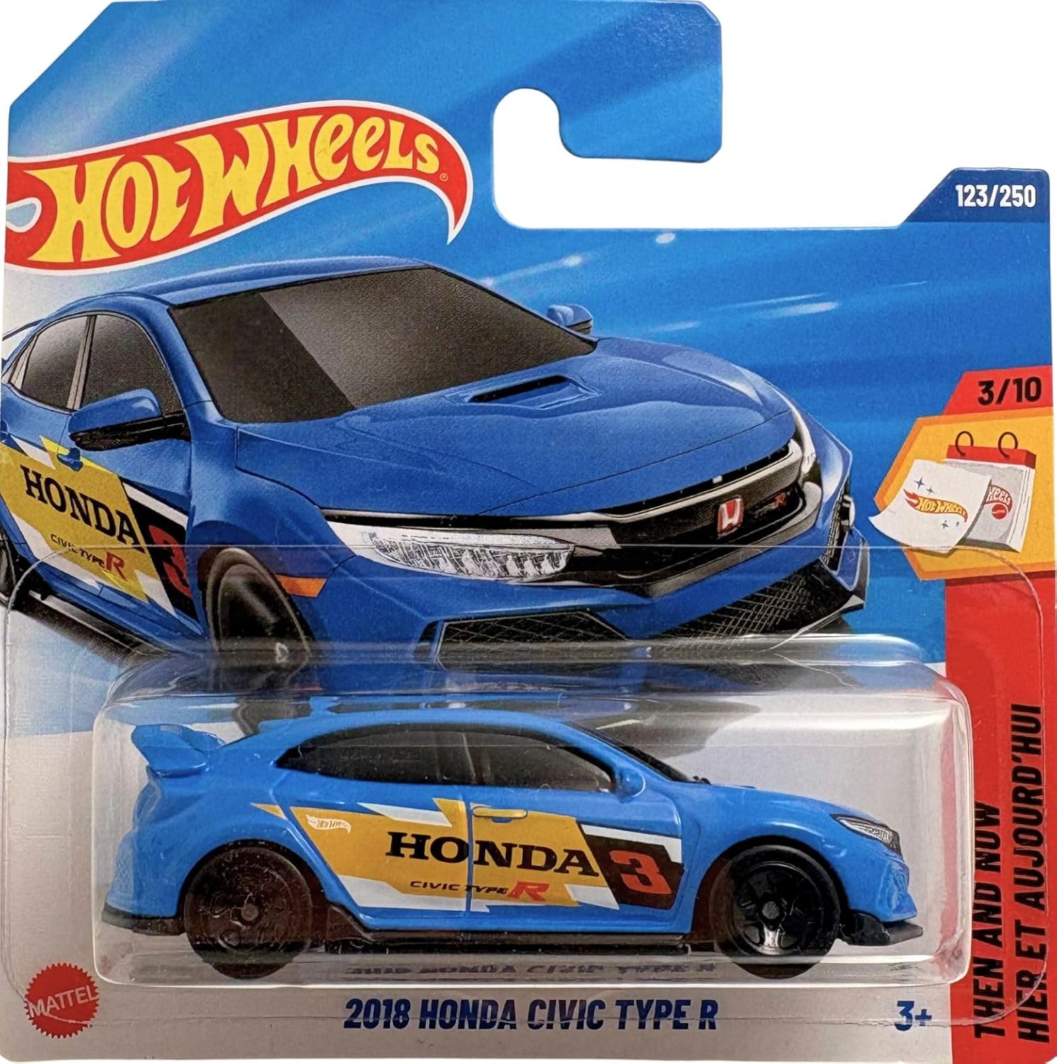 Hot Wheels Honda Civic Type R (FK8) Blue JBB77 - Licensed Honda Model with Racing Decals - Then and Now 2025 - 1:64