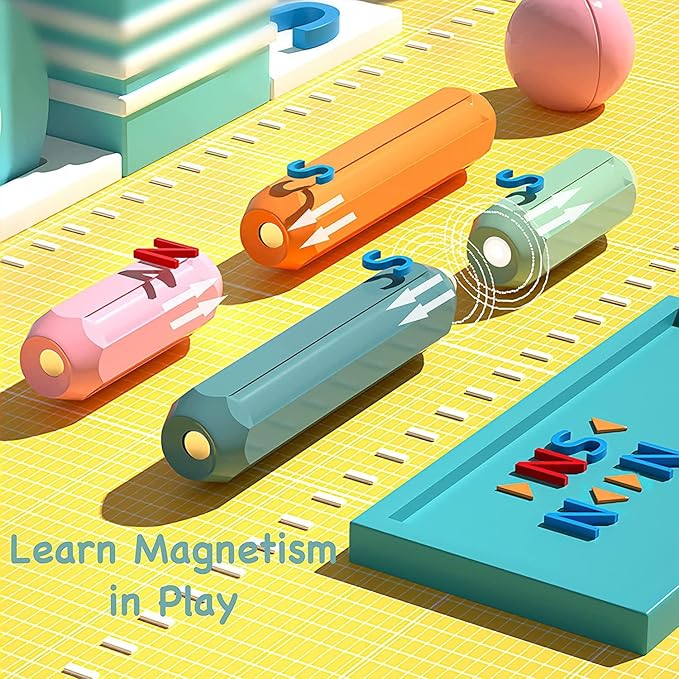 PARTY BOX 52 PCS STEM Magnetic Building Blocks Toy for Kids -Premium Magnetic Sticks and Balls Set- Different Sizes & Curve Shaped - for Boys and Girls