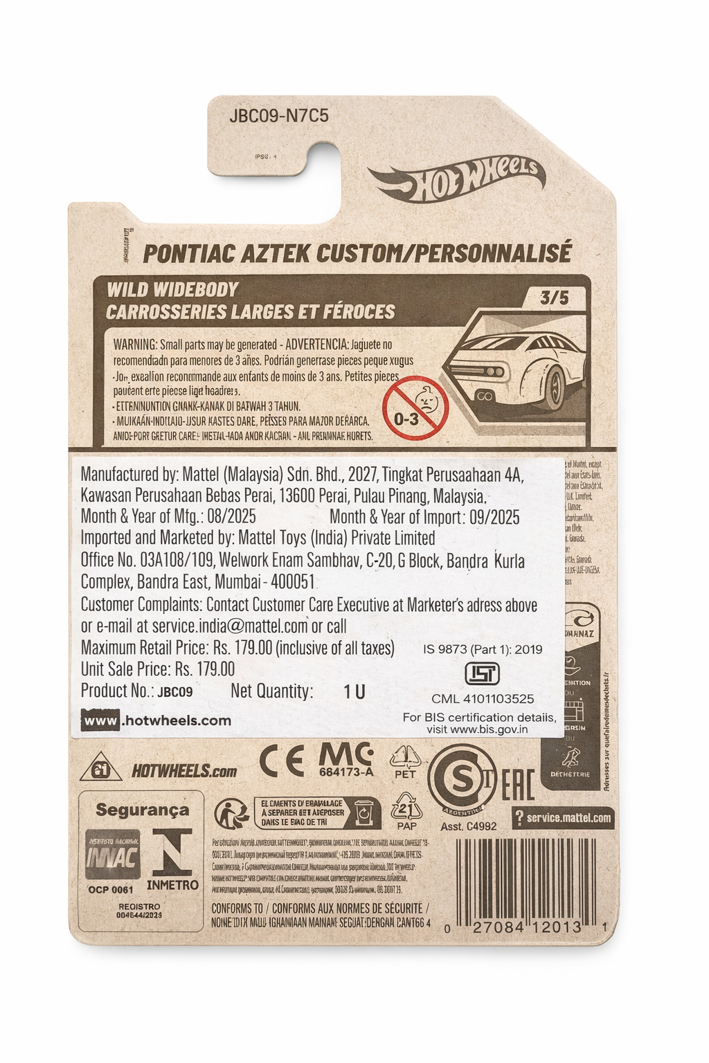 Hot Wheels 1:64 Pontiac Aztek Custom Wild Widebody Ages 3 and Up 205/250 (Grey)