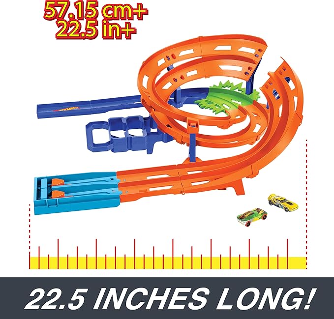 Hot Wheels Circuit looping of the extreme, Box Circuit 2 Cars in scale 1/64, Easy to Store, HTK17