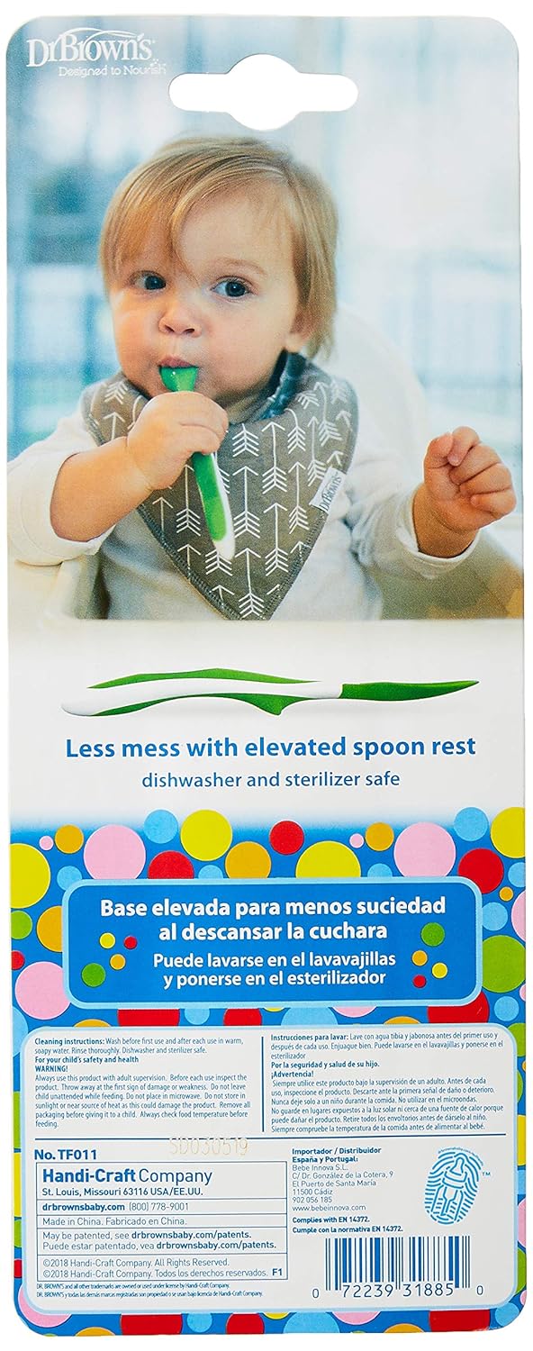 Dr Brown's Twin Pack Soft-Tip Spoon, Yellow/Green