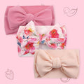 Polka Tots Pack of 3 Solid and Floral Print Bow Headbands Set - Multicolor