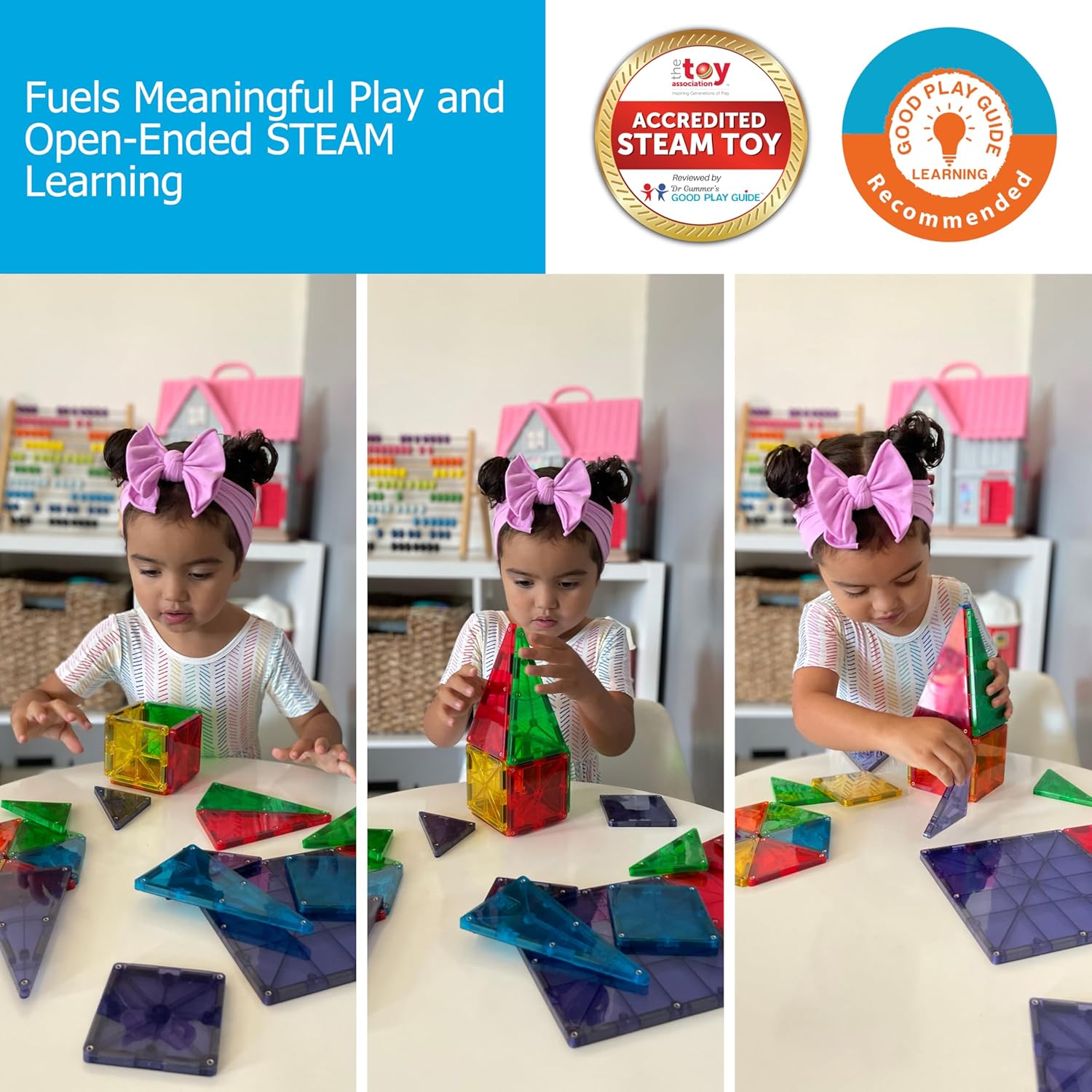 Magna Tiles Magnetic Building Toys Clear Colors Set Multi Color (32 Pieces)