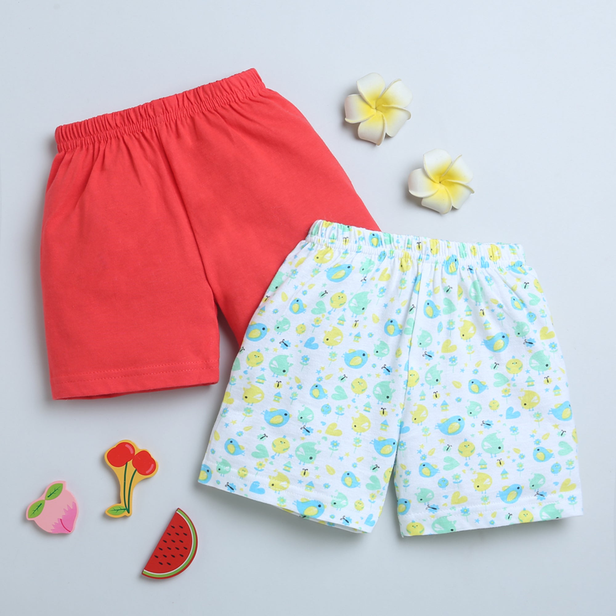 Red & White Girls Shorts Pack Of 2