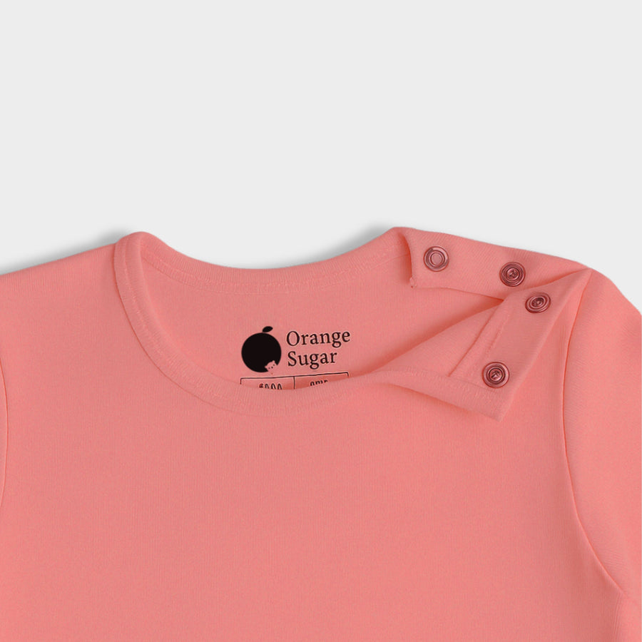 Orange Solid Cotton Full Sleeves Bodysuit