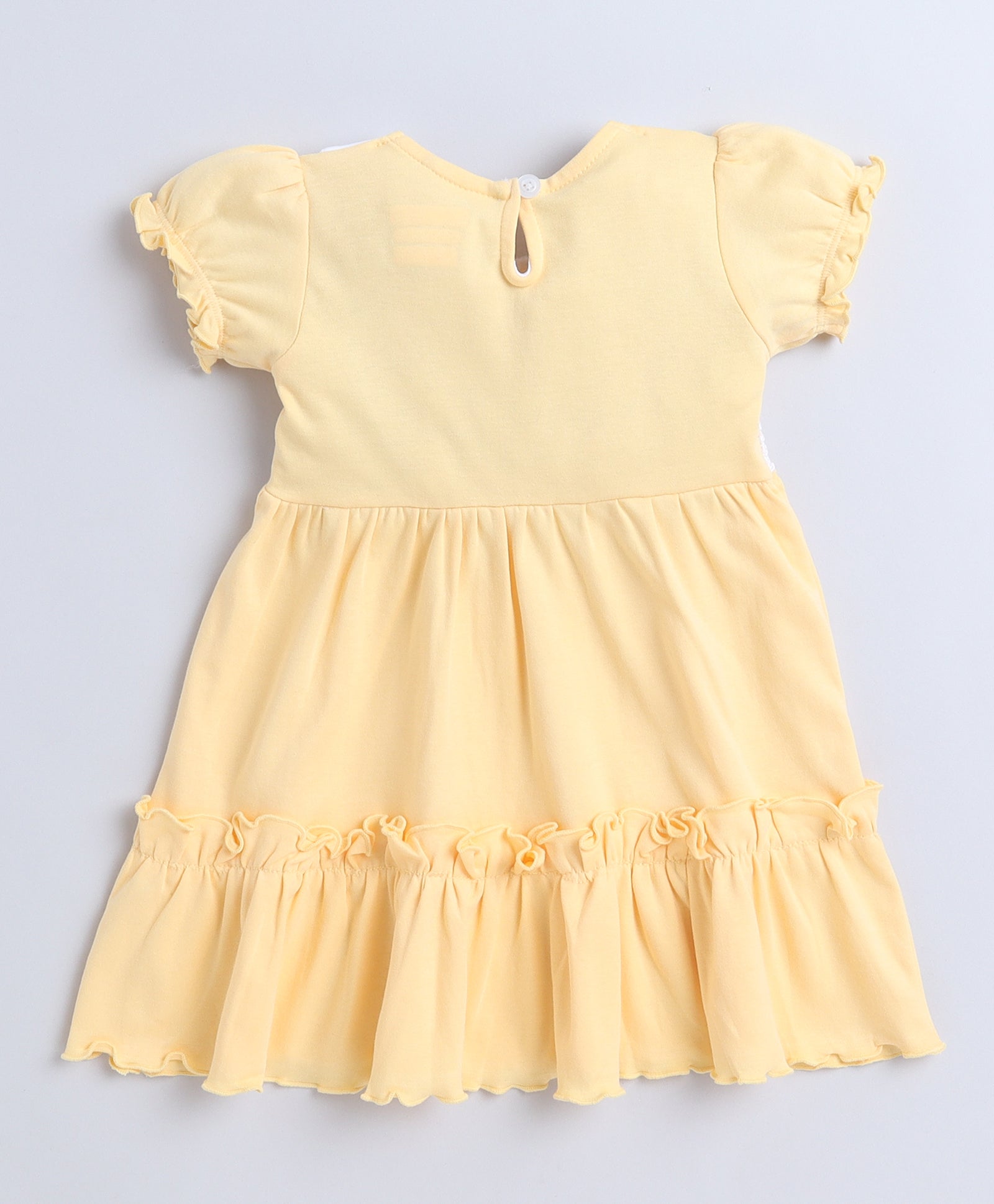 Yellow Girls Half Sleeves Cotton Frock With Headband