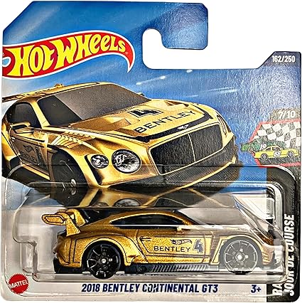 Hot Wheels 2018 Bentley Continental GT3 Die-Cast Model Car, Black and Gold, 1:64 Scale