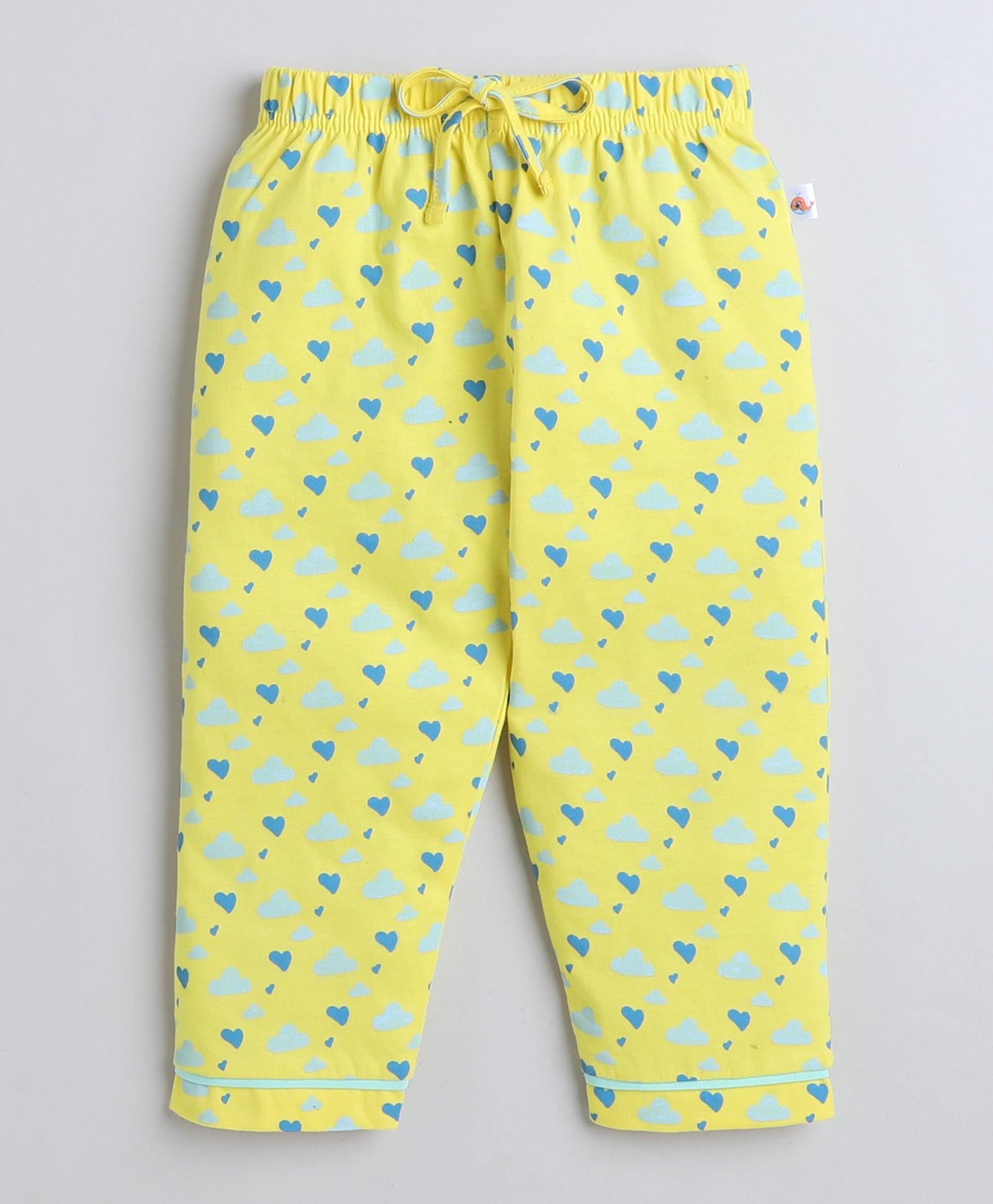 Yellow Girls Full Sleeves Cotton Night Suit