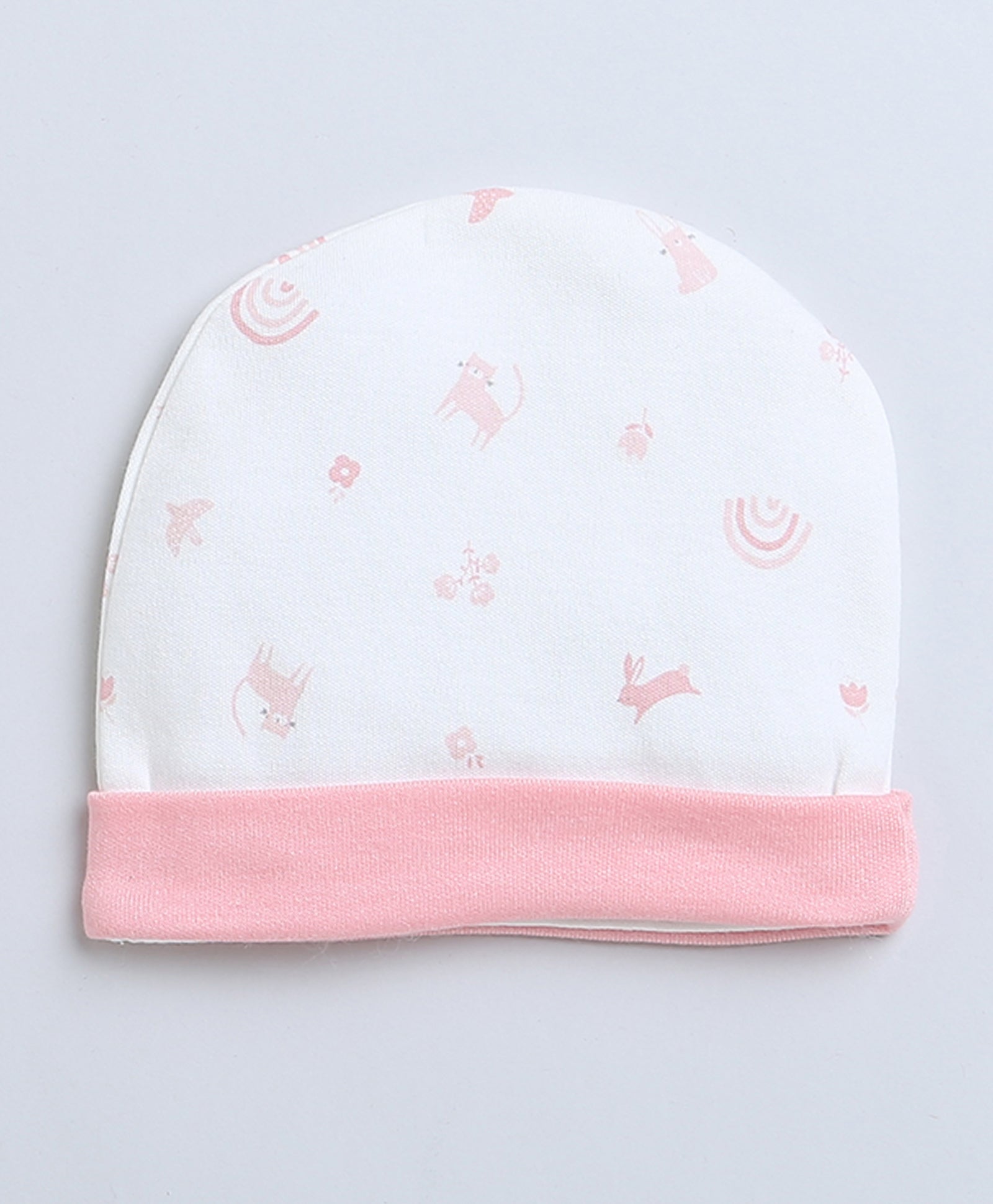 Peach & White Baby Girls Round Cap Pack Of 2