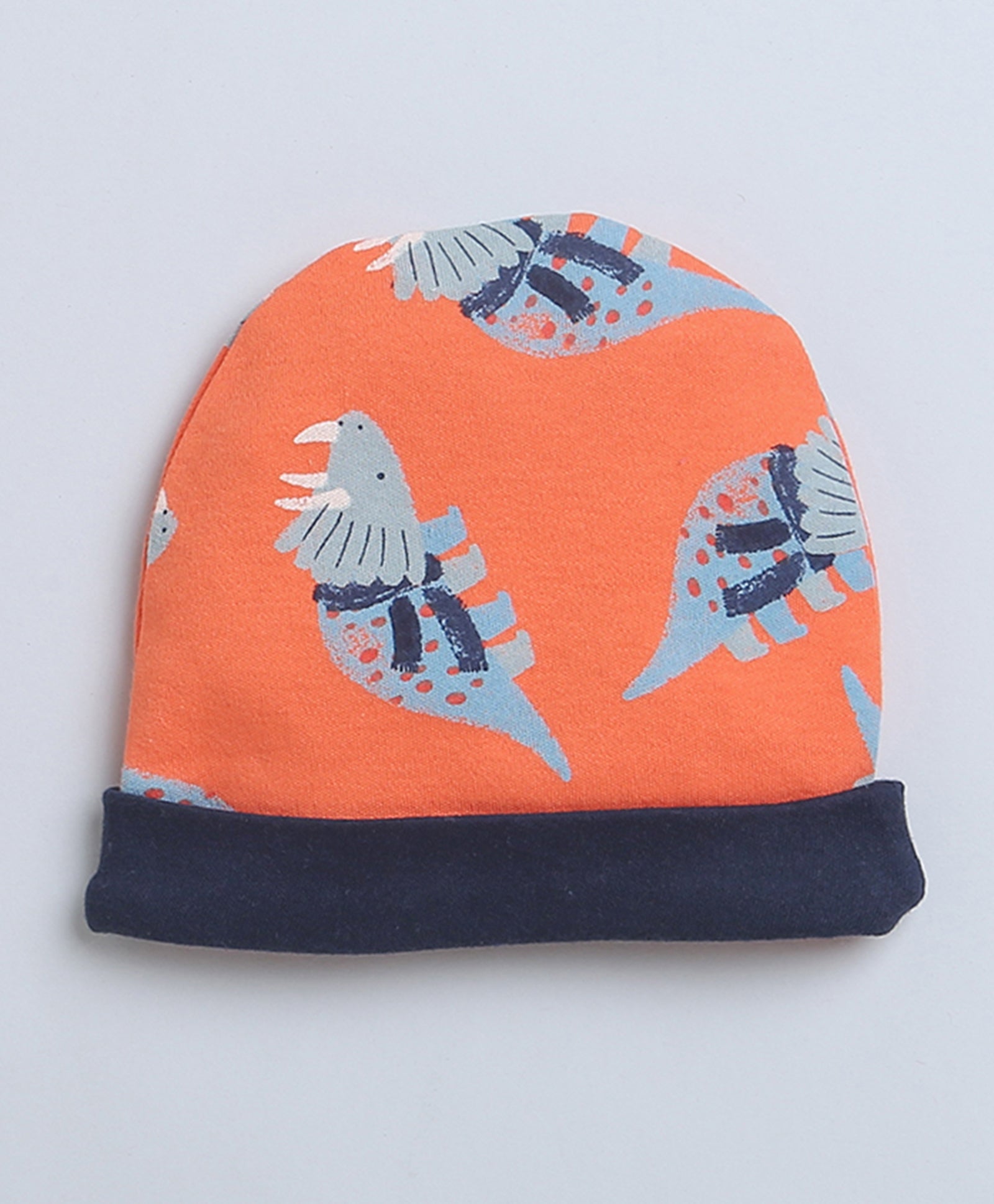 Navy & Orange Baby Boys Round Cap Pack Of 2