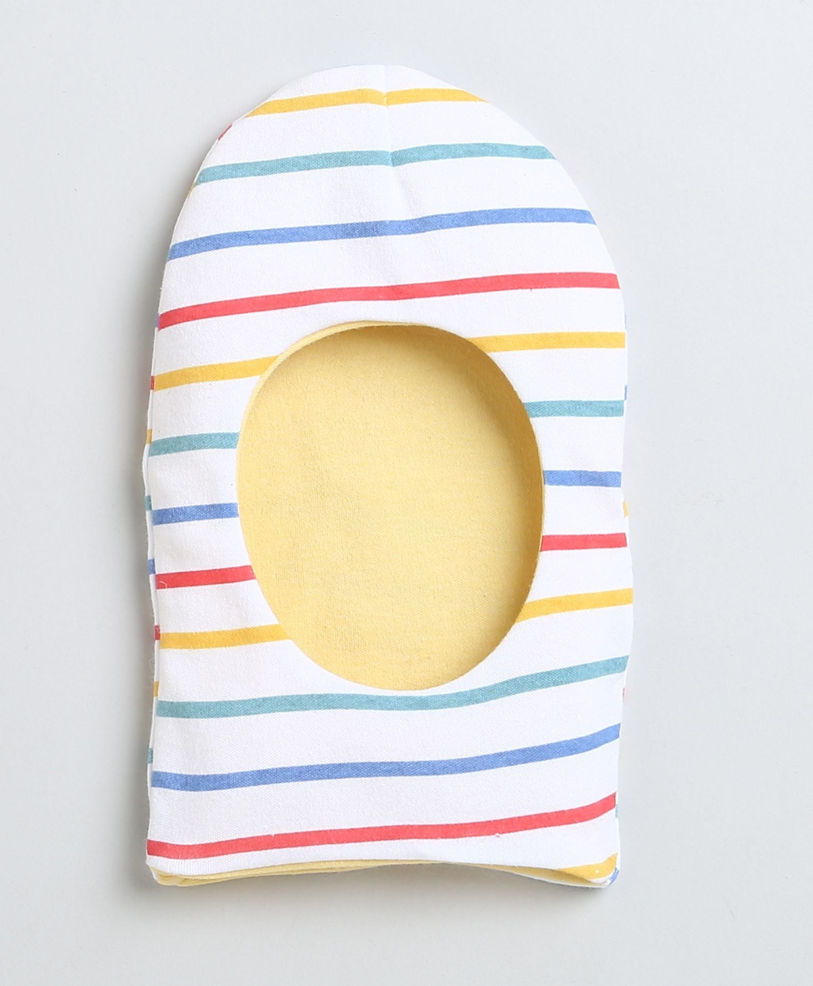 White & Yellow Girls Cotton Reversible Monkey Cap Pack Of 2