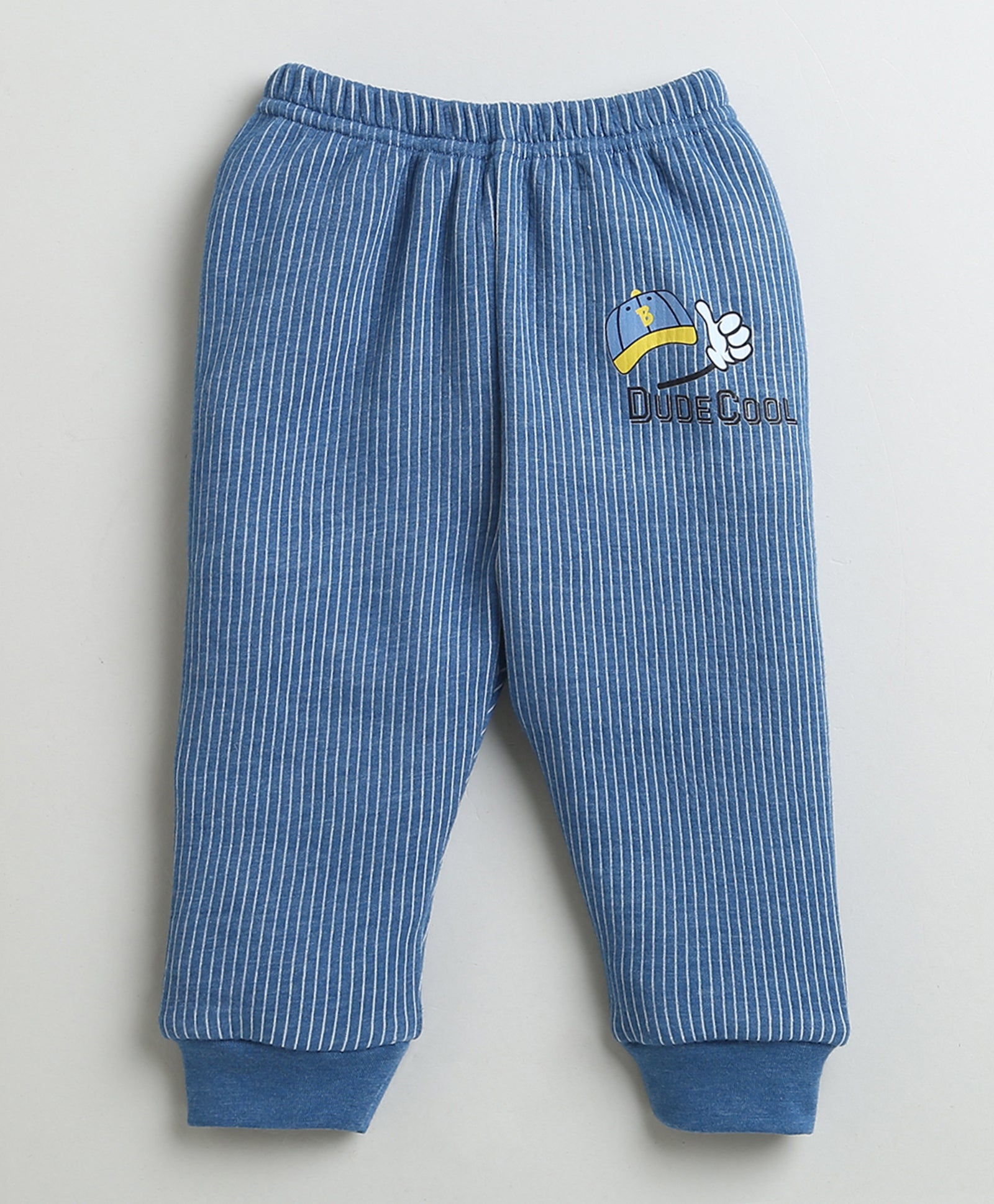 Indigo Blue Boys Full Sleeves Cotton Thermal Jabla & Jogger Set