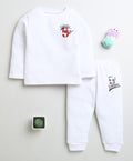 White Boys Full Sleeves Cotton Thermal T-Shirt & Jogger Set