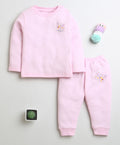 Pink Full Sleeves Cotton Thermal T-Shirt & Jogger Set