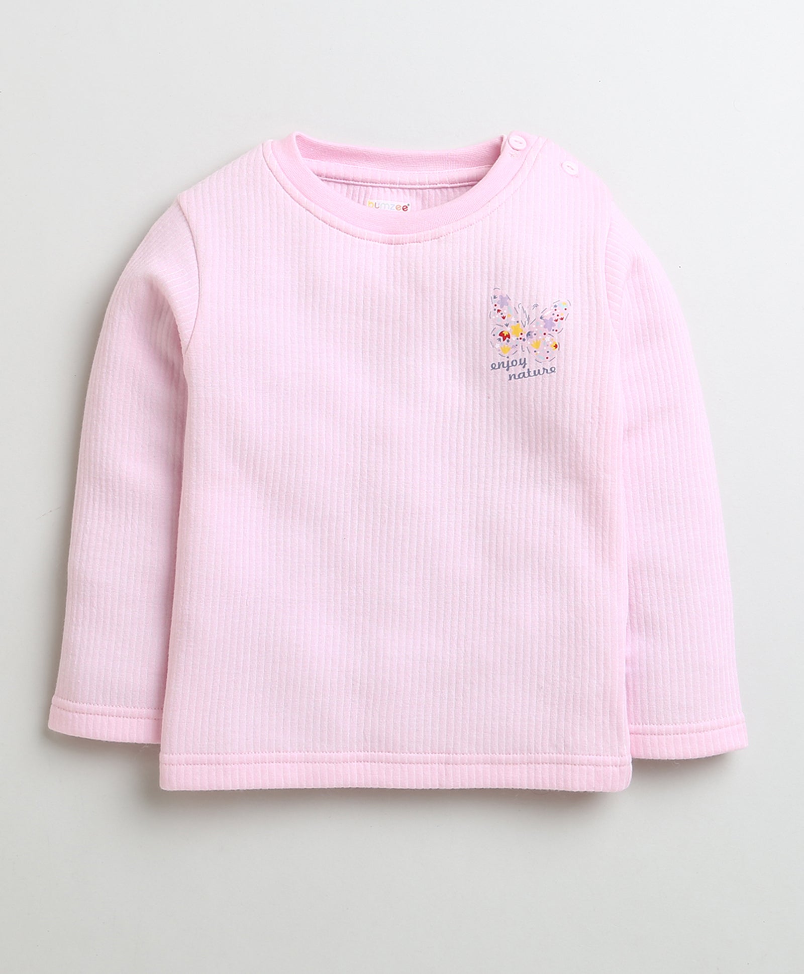 Pink Full Sleeves Cotton Thermal T-Shirt & Jogger Set