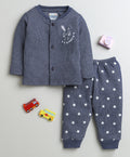 Charcoal Grey Boys Full Sleeves Cotton Thermal Jabla & Jogger Set