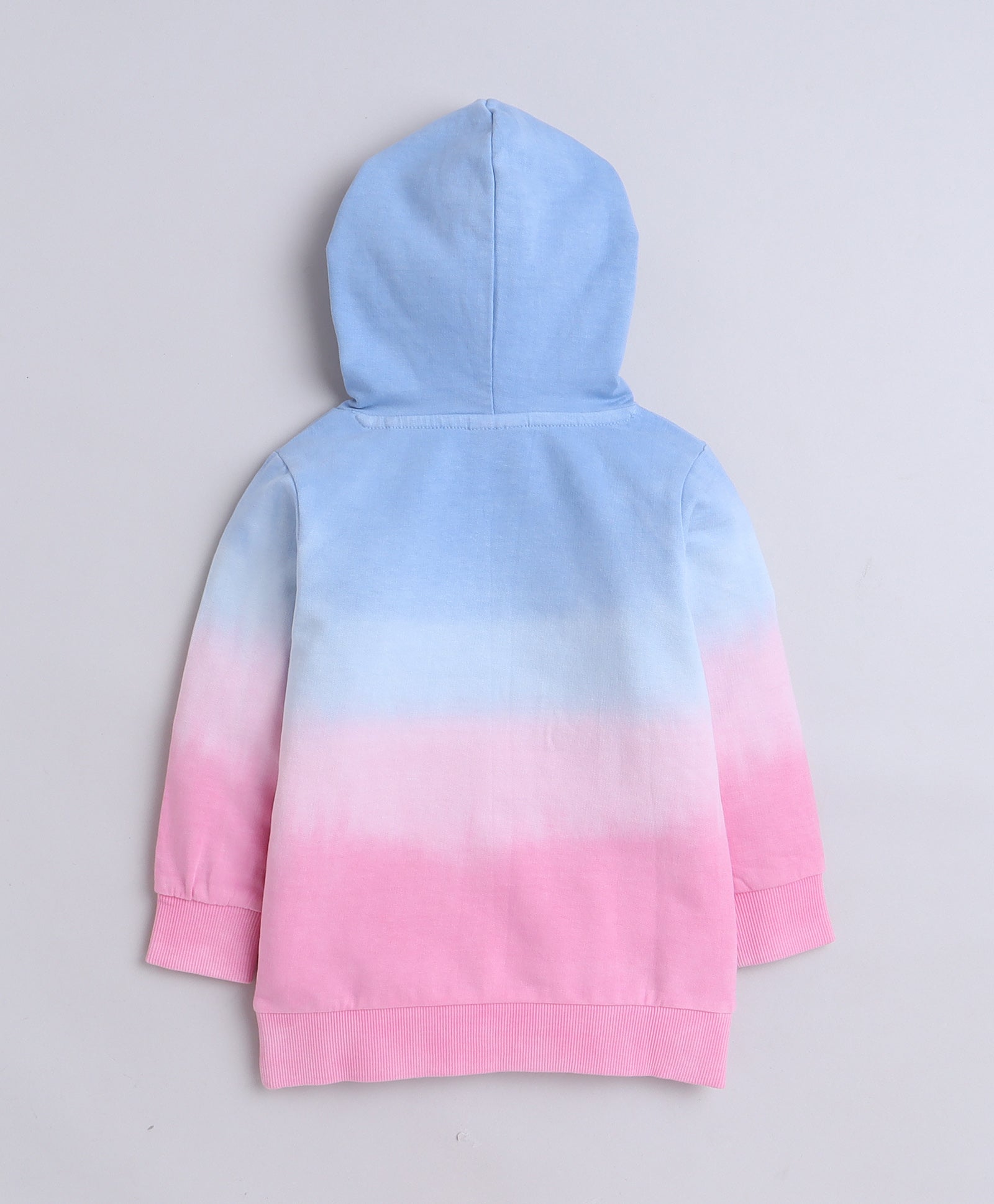 Pink & Blue Girls Full Sleeves Cotton Hooded Sweatshirt