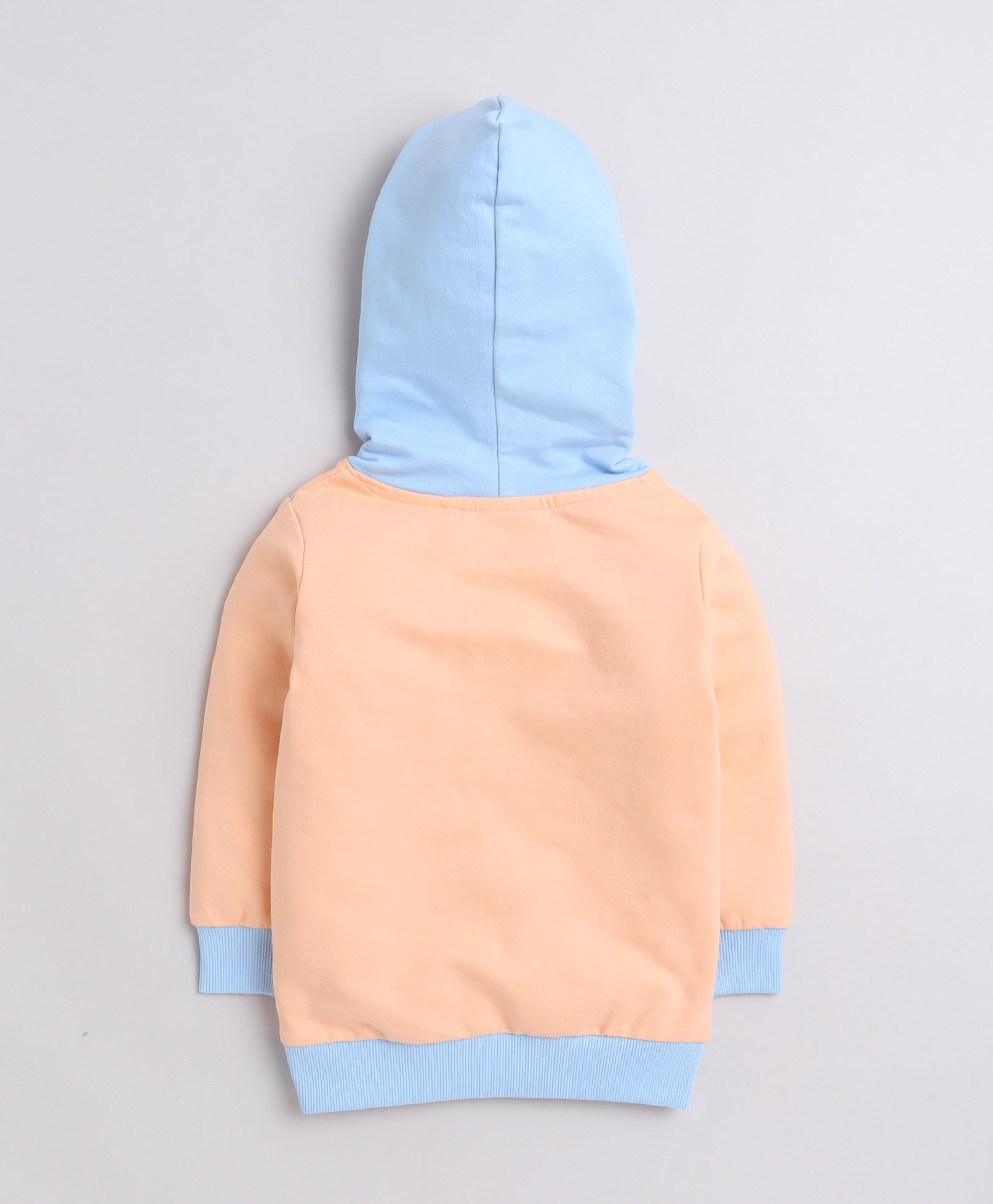 Peach & Blue Girls Full Sleeves Cotton Hooded Sweatshirt
