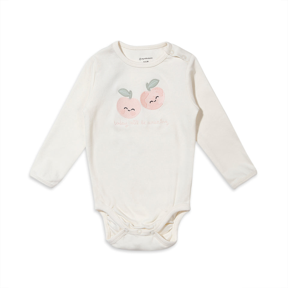 Embroidered Full Sleeves Bodysuit (Vanilla Ice)