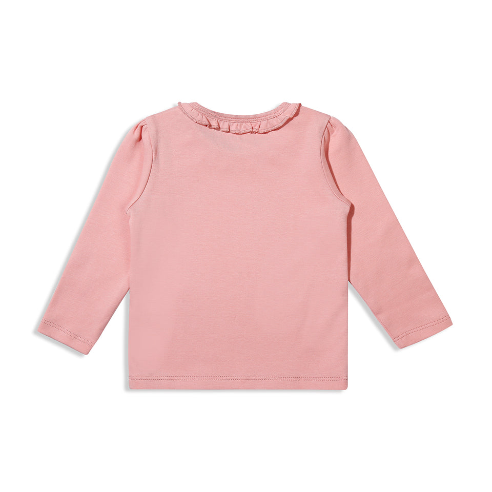 Bonjour Round Neck Tee With Frill (peach)