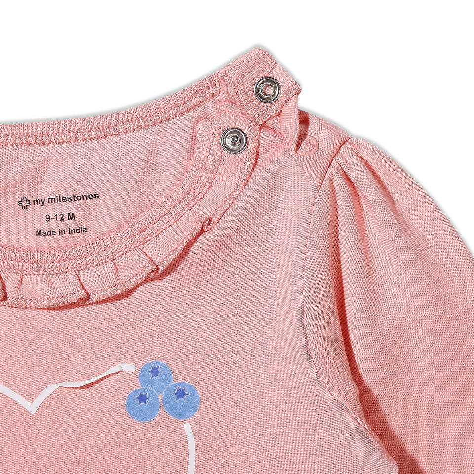 Bonjour Round Neck Tee With Frill (peach)