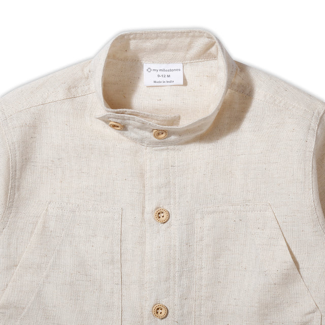 Mandarain Collar Shirt - Cream