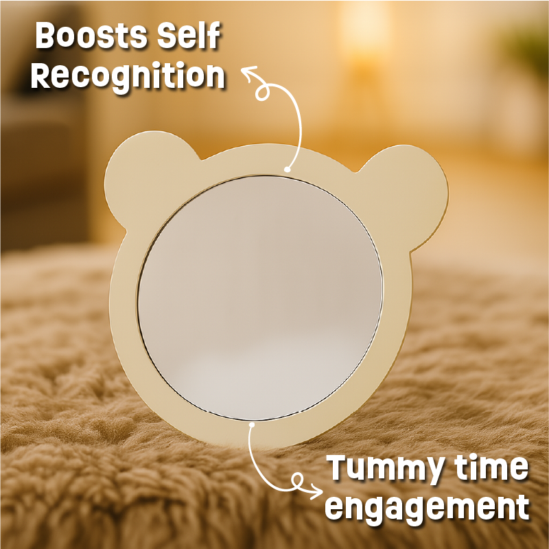 Teddy Mirror to engage baby during Tummy Time