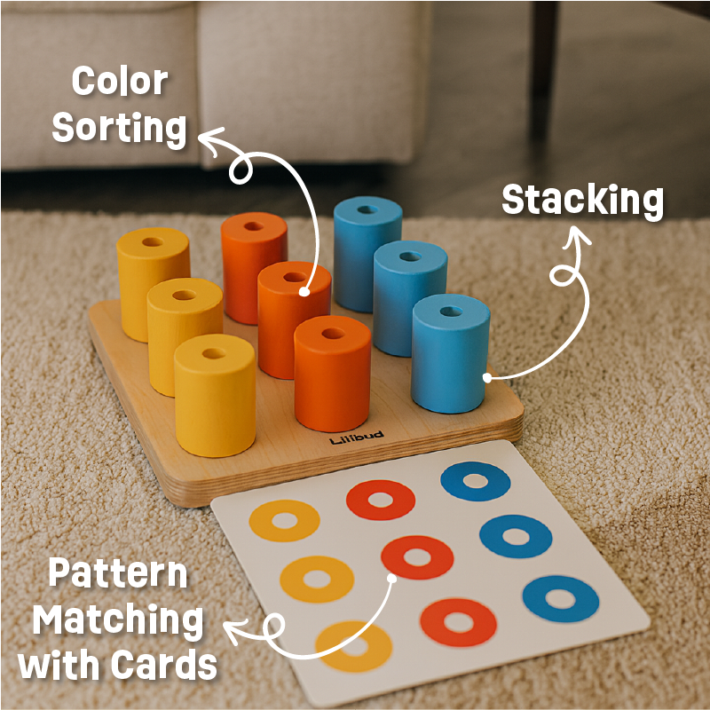 Peg Board - Stack and Sort with Pattern Cards