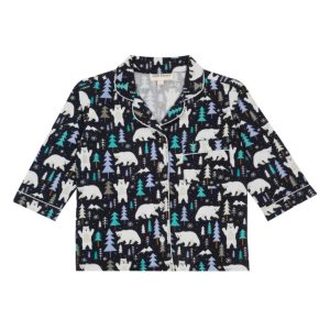 Blue Polar Bear Tree Print Winter Night Suit