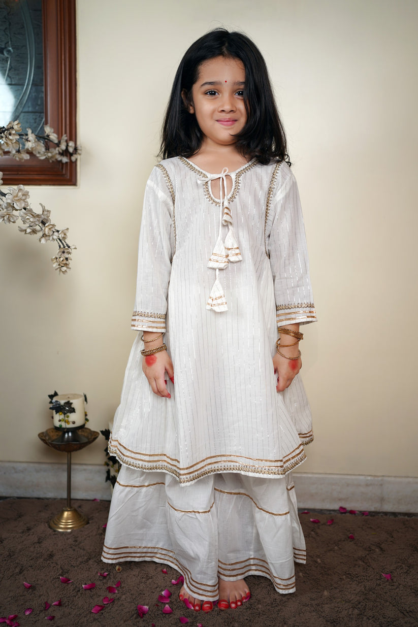 White Cotton Sharara Set