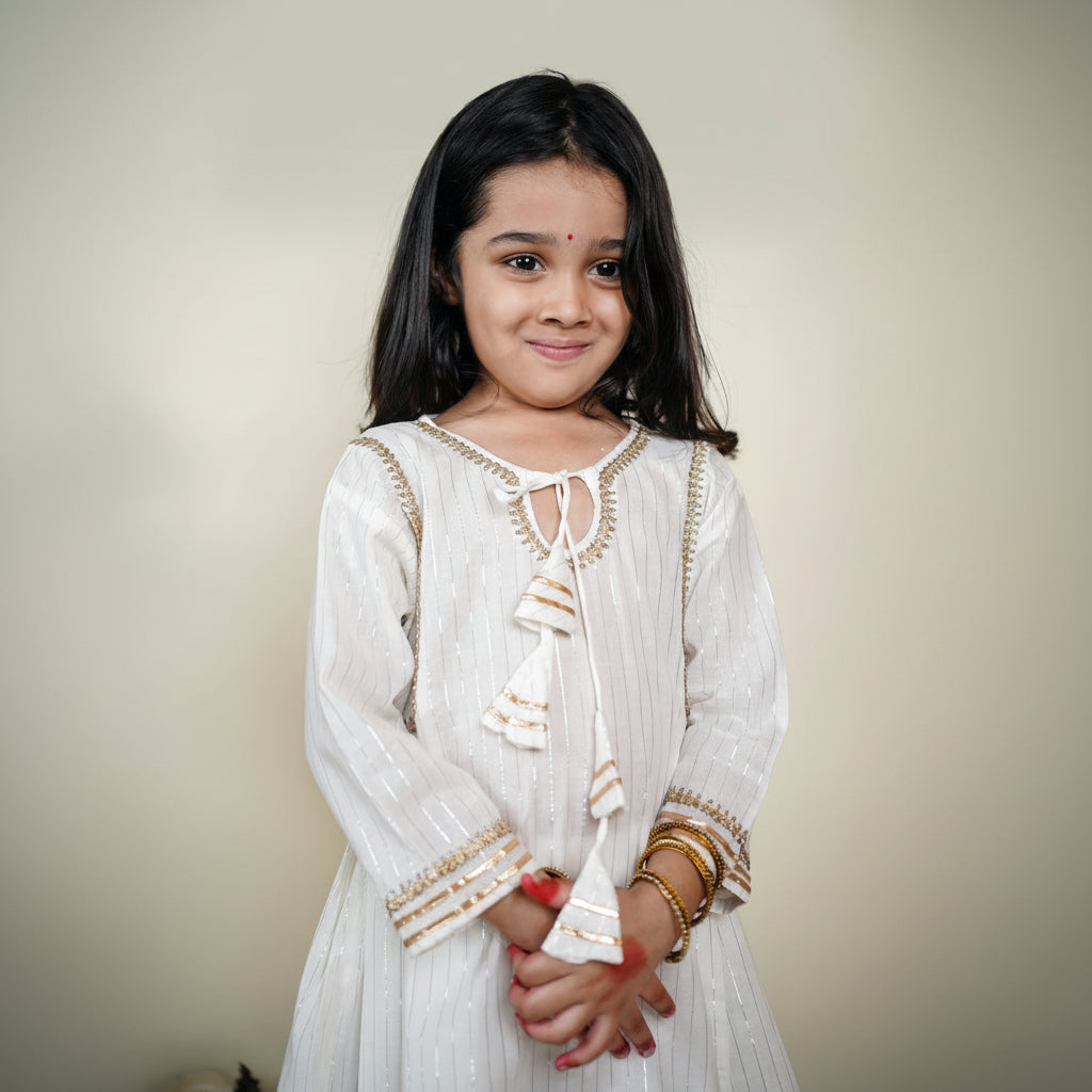 White Cotton Sharara Set