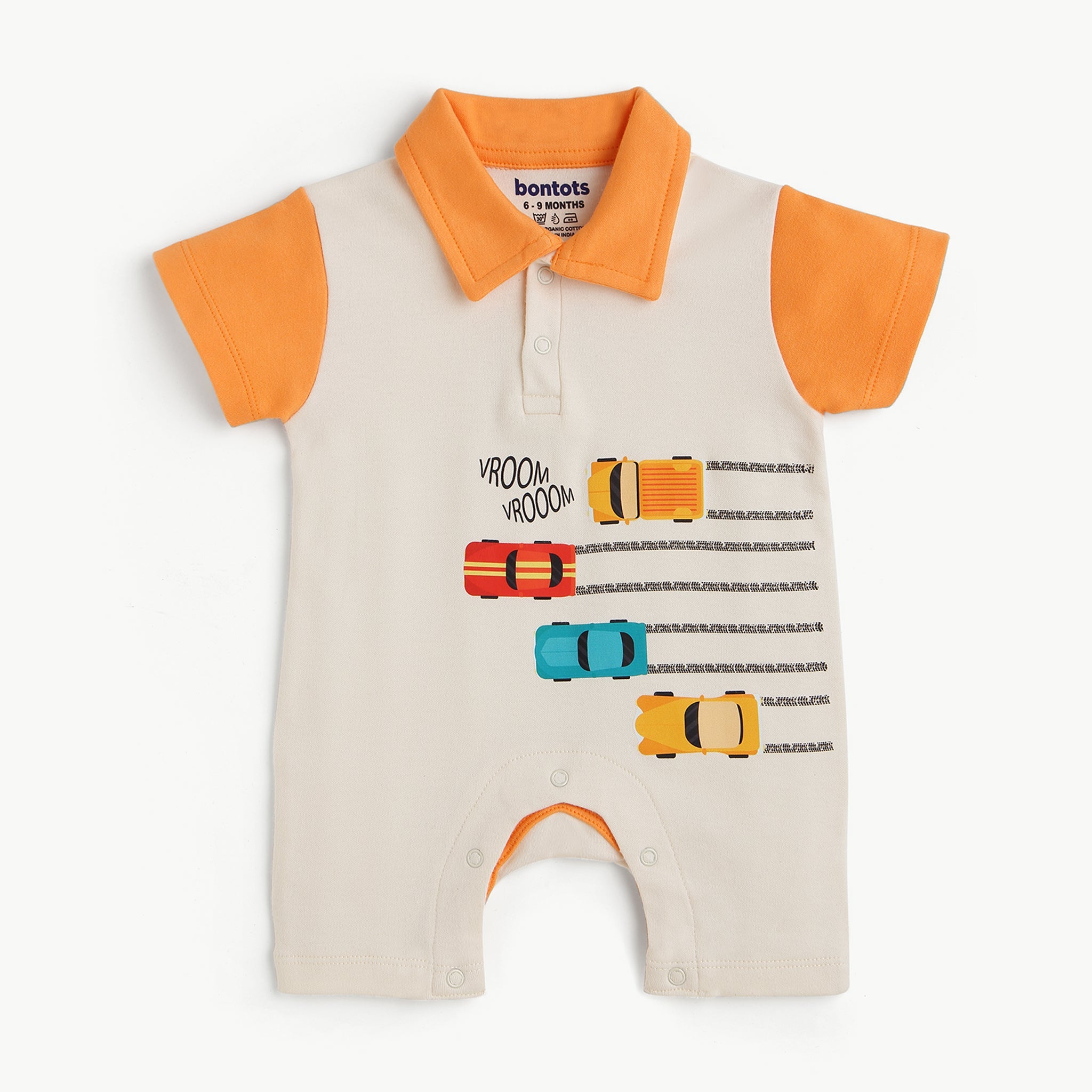Baby Racer Elite Polo Romper – 100% Organic Cotton
