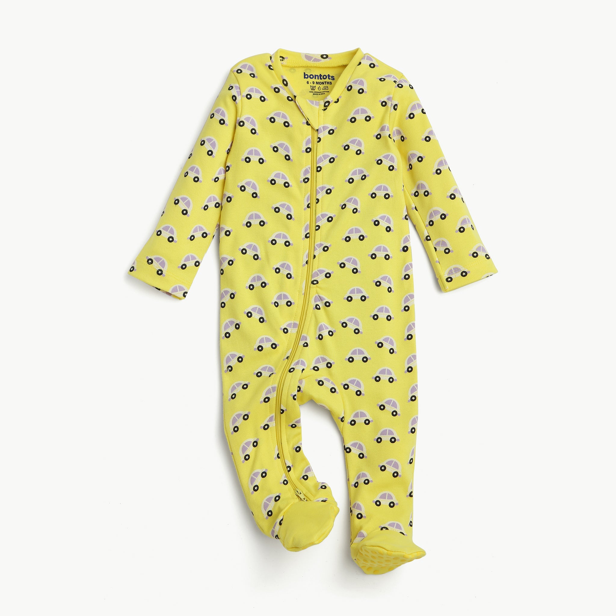 Sunny Drive Organic Cotton Sleepsuit – Soft, Safe & Super Easy Dressing