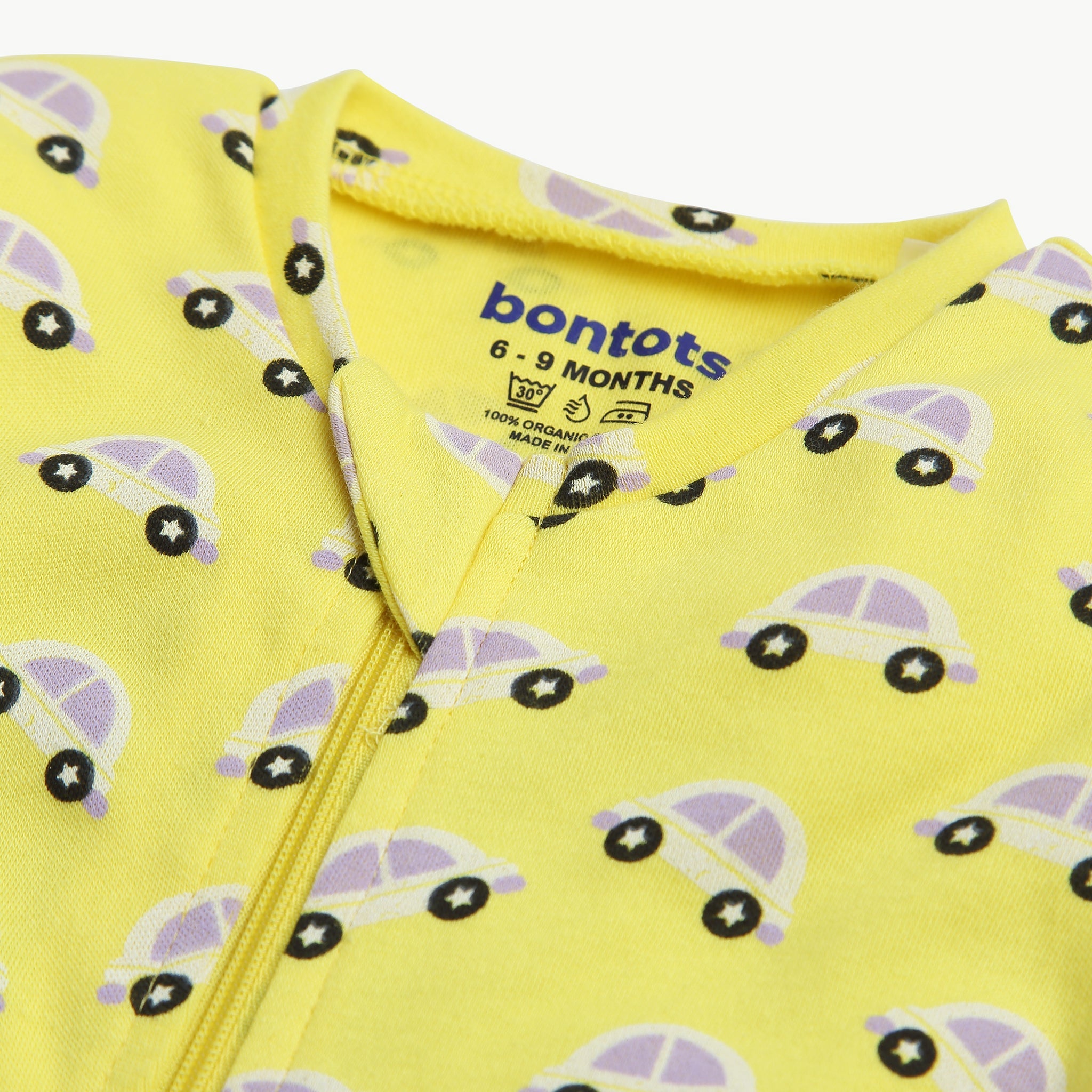 Sunny Drive Organic Cotton Sleepsuit – Soft, Safe & Super Easy Dressing