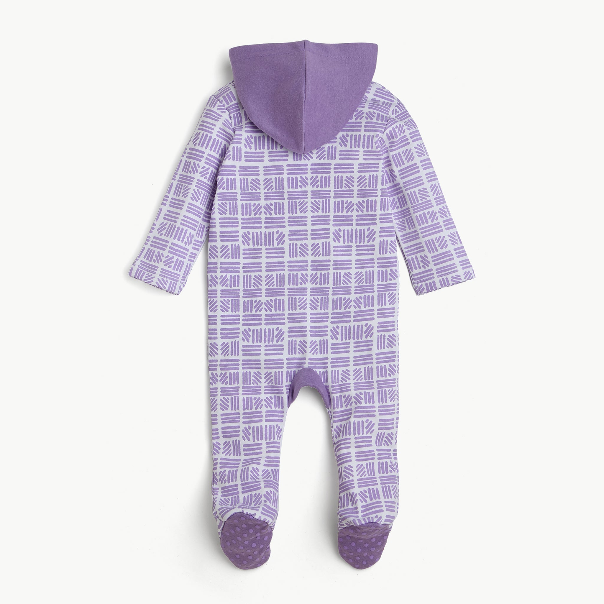 SnuggleSoft Lavender Hooded Sleepsuit - 100% Organic Cotton