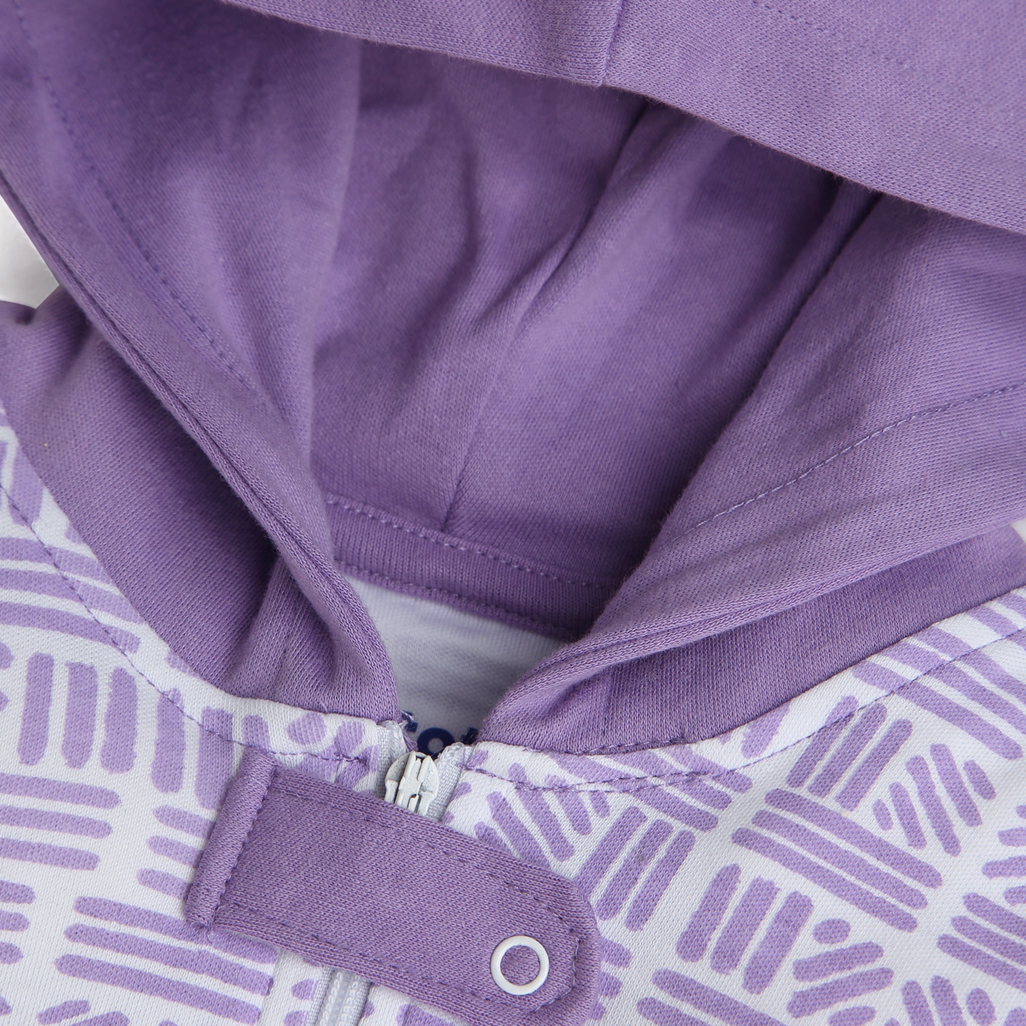 SnuggleSoft Lavender Hooded Sleepsuit - 100% Organic Cotton