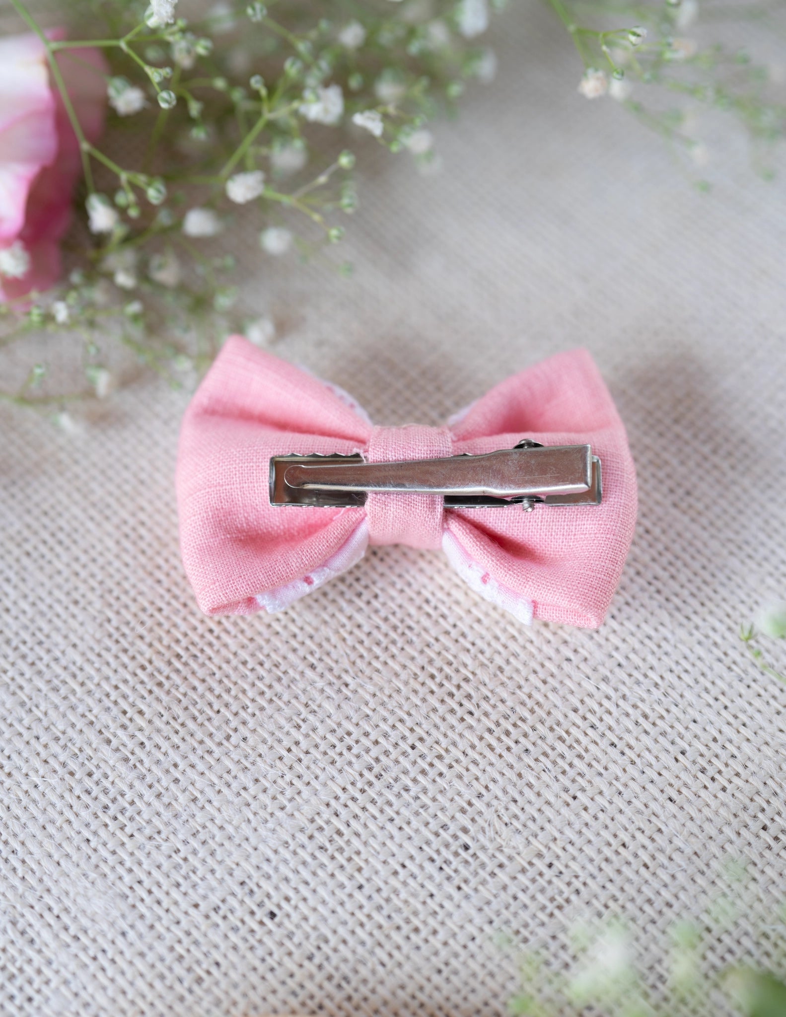 Pink Lace Mini Bow for Infants | Hair Clip | Headband
