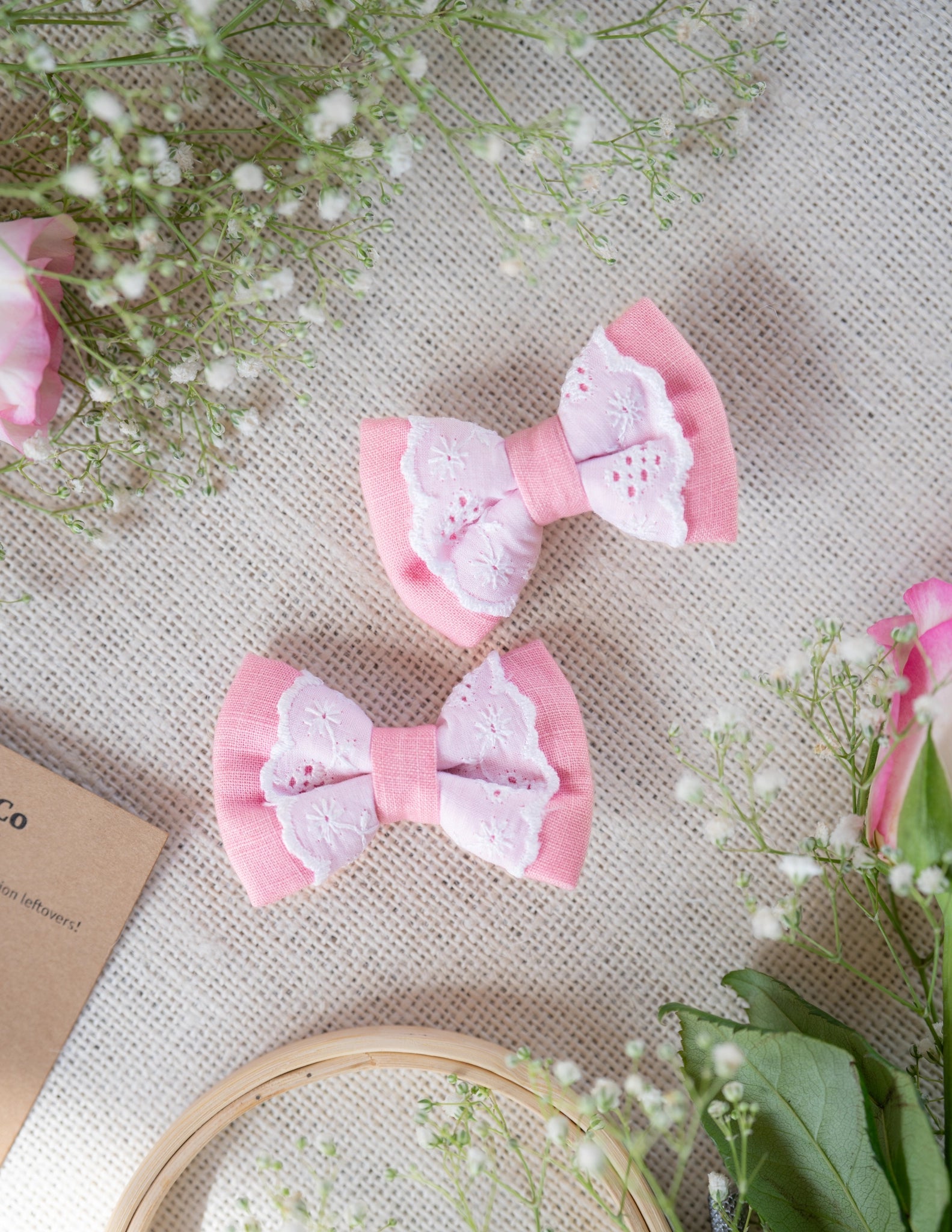 Pink Lace Mini Bow for Infants | Hair Clip | Headband