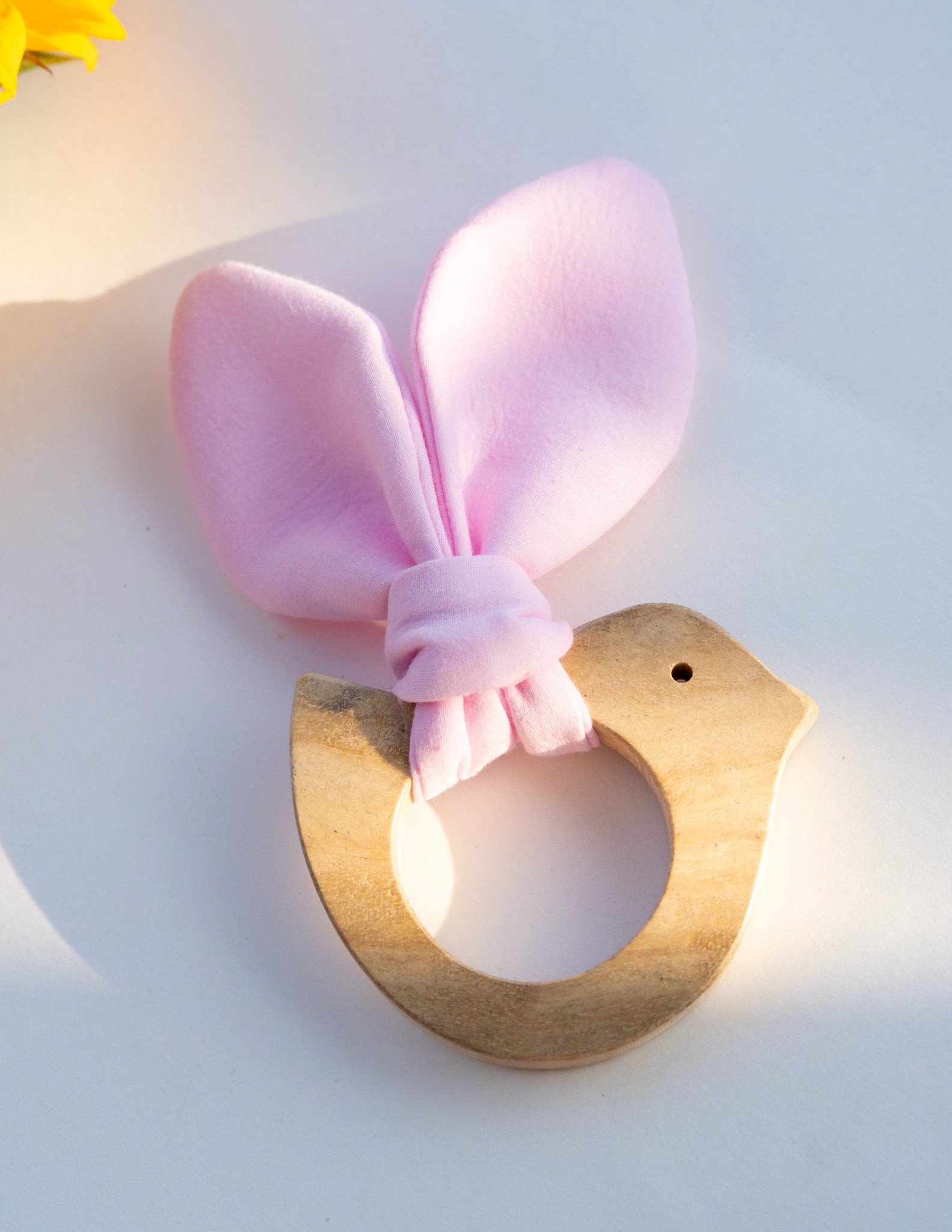 Bunny Ear Wooden Baby Teether| Pink