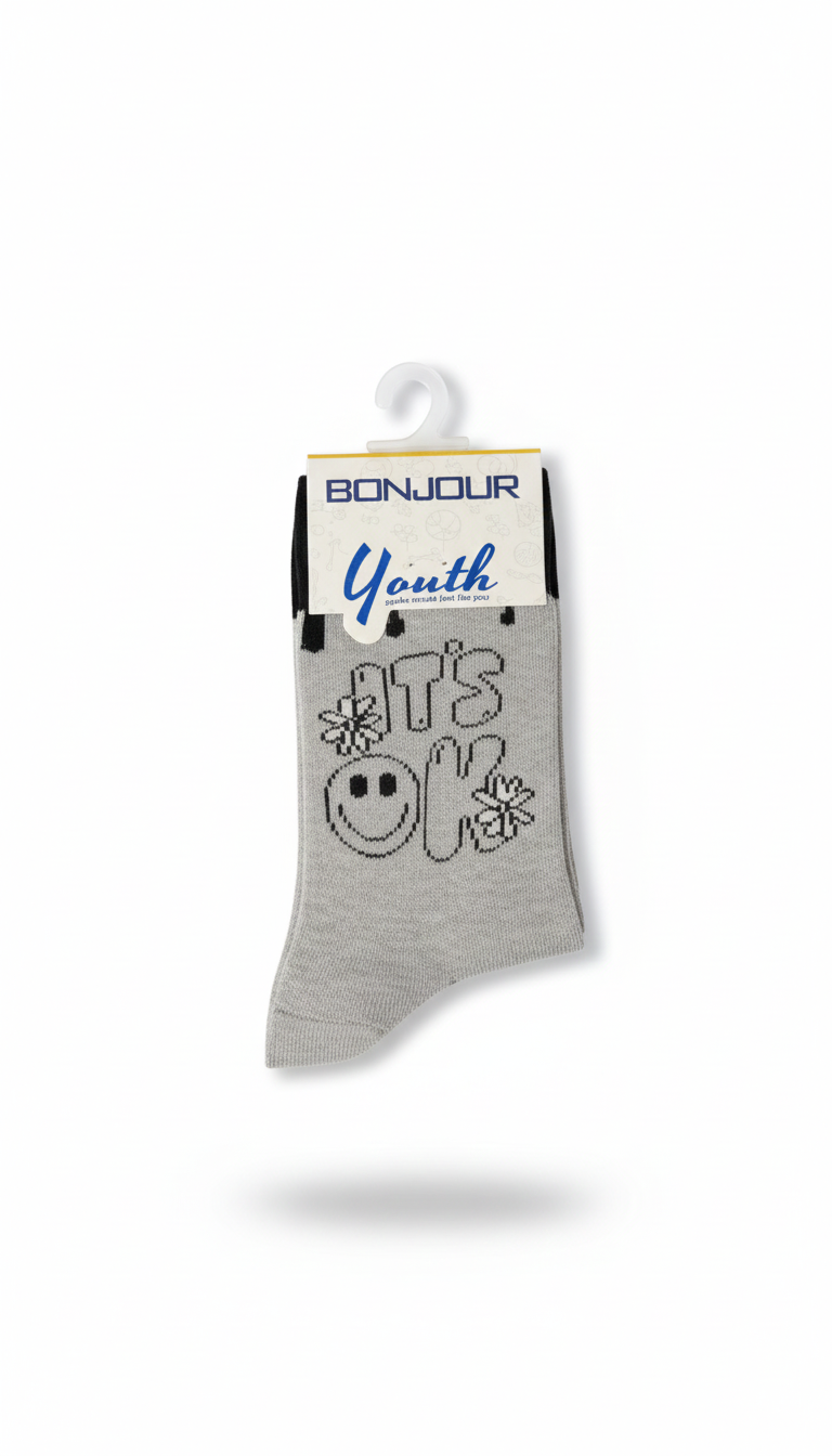 Cushion Girls Socks With Gery Colour
