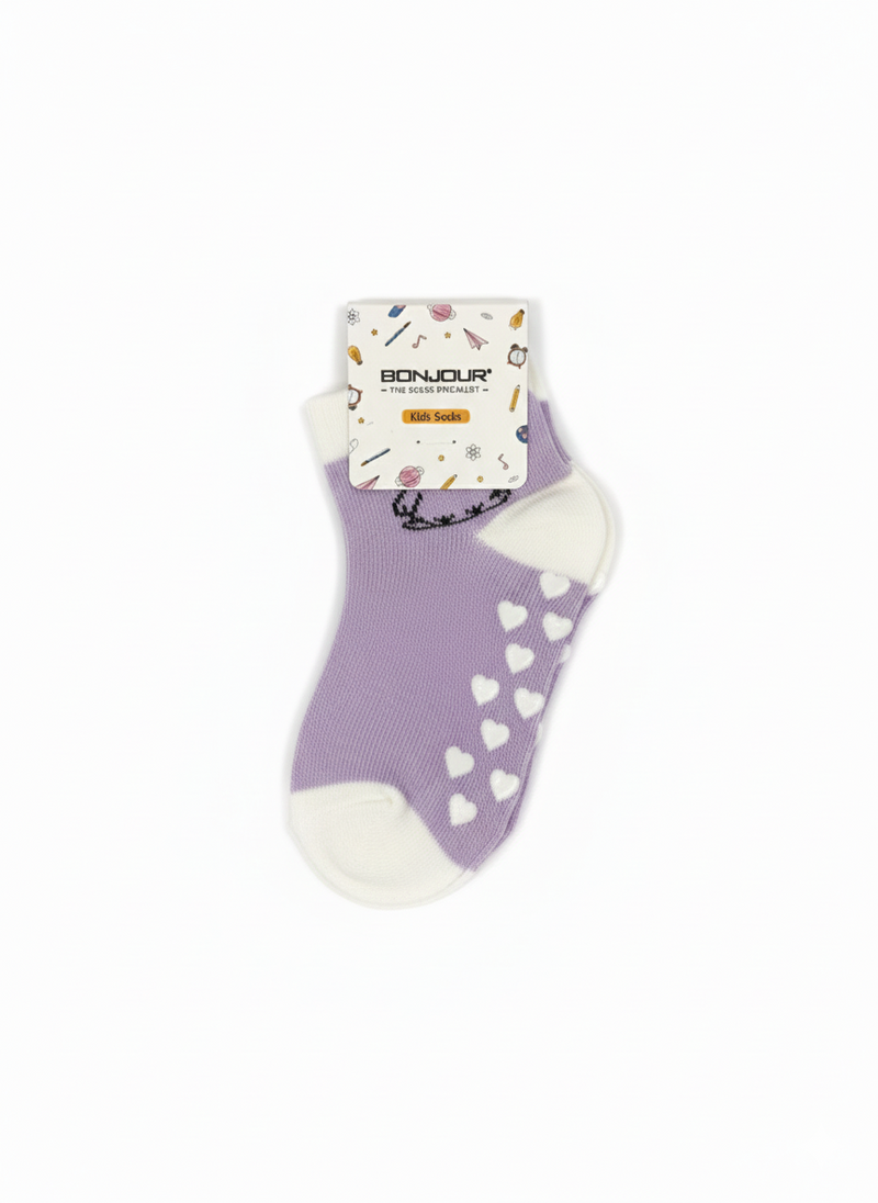 White Hear Design Fancy Girls Ank Socks