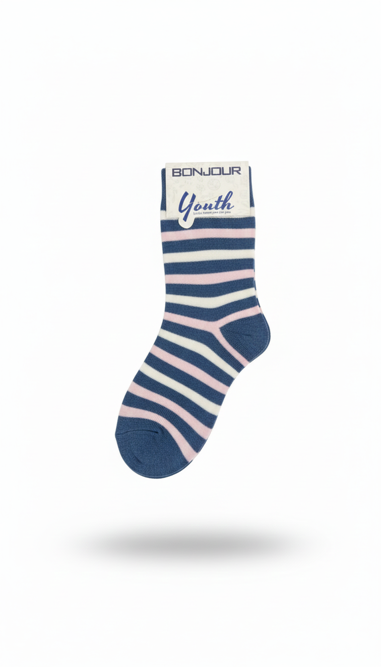 Blue Colour Cushion Girls Socks