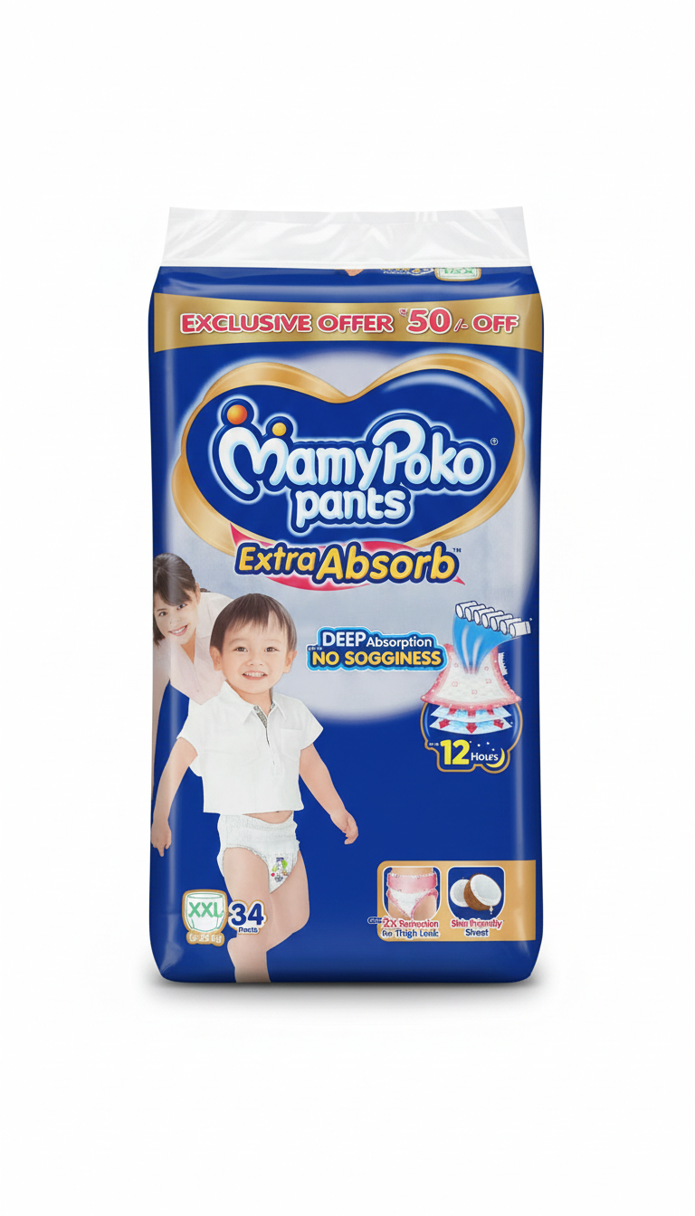 Mamypoko Pants Extra Absorb Baby Diapers, Xx-Large  15-25 Kg (34 Pcs)