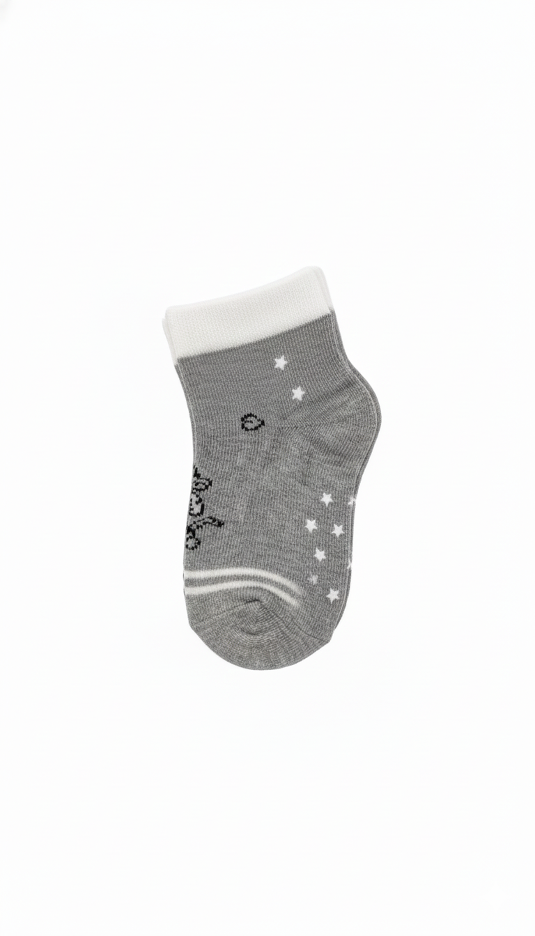 Grey With Star Design Fancy Boys Ank Socks