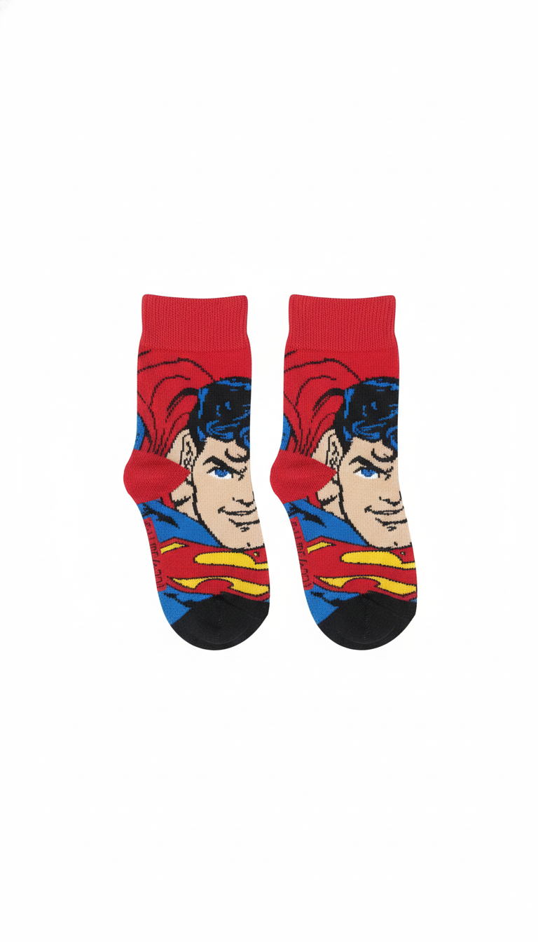 Red Colour Superman Kids Socks