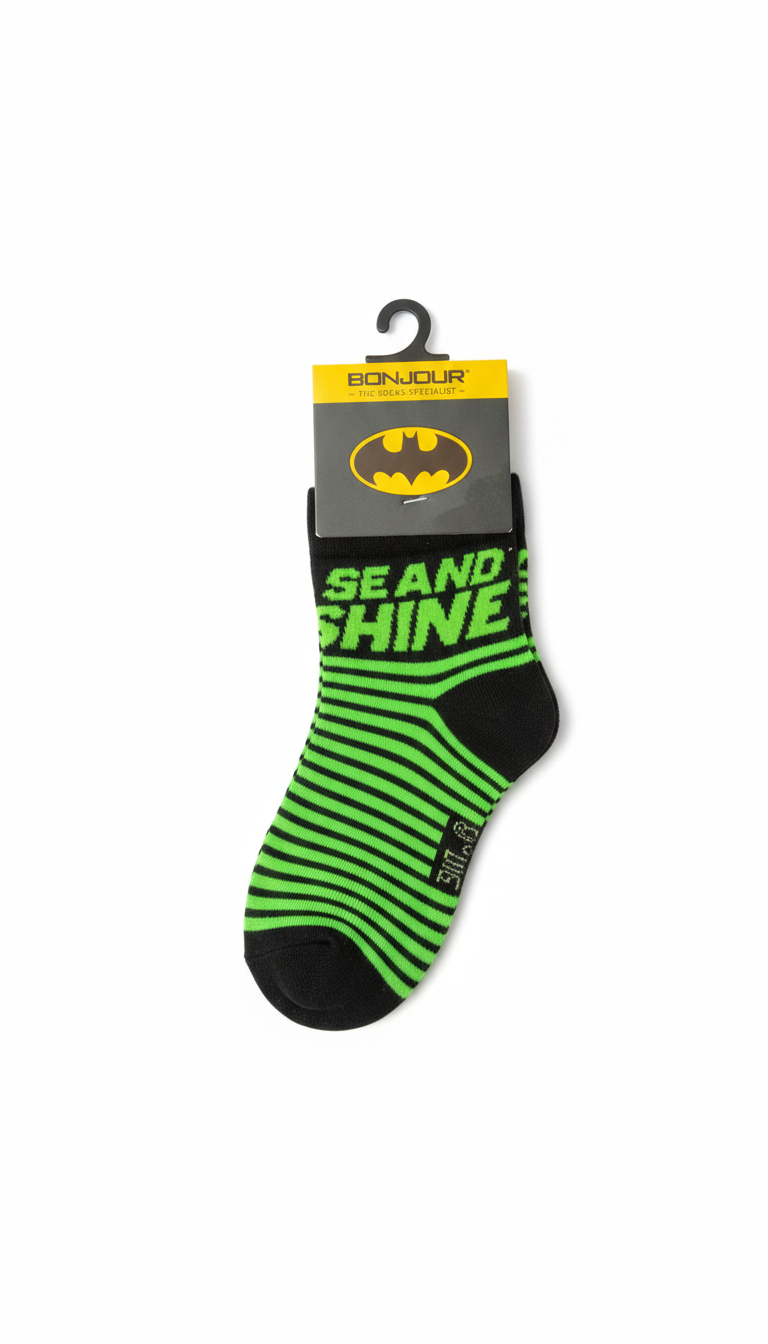 Batman Kids Anklet Socks With Black And Green Colour
