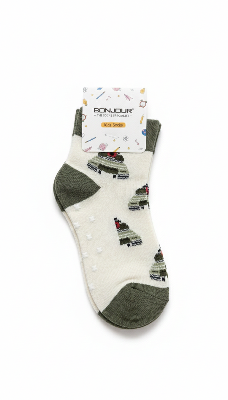 Kids Fancy Boys Ankle Socks With Car Design