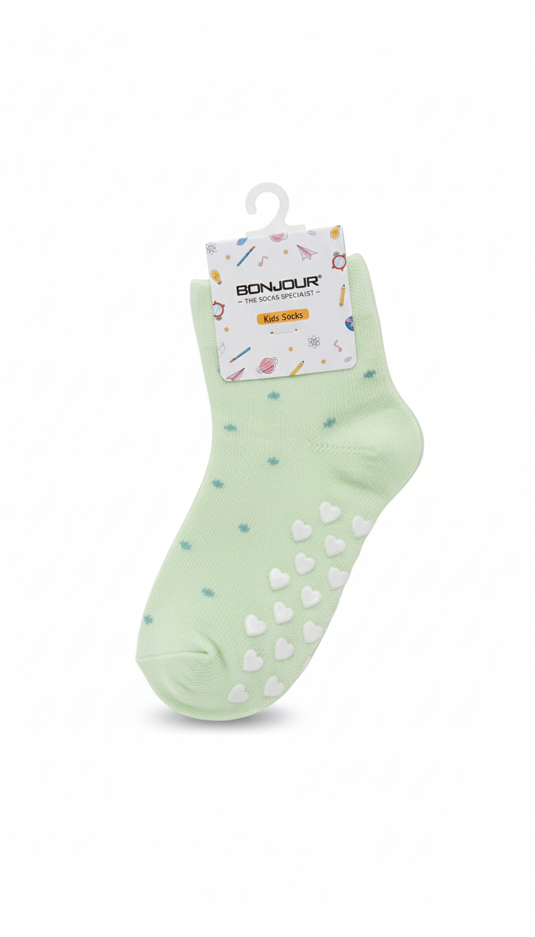 Kids Fancy Girls Ank Socks With Mint Green Colour