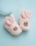 Pink Bunny Booties for Girls with Embroidery