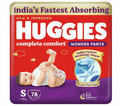 Huggies Complete Comfort Wonder Pants | Pant Style Baby Diapers Small Size (S), 78 Count, Ideal For 4 To 8 Kgs